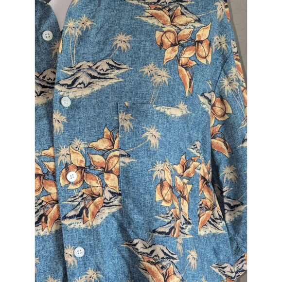 Munsingwear Hawaiian Shirt Men's M Blue Orange Floral Island Print Viscose - Picture 2 of 5